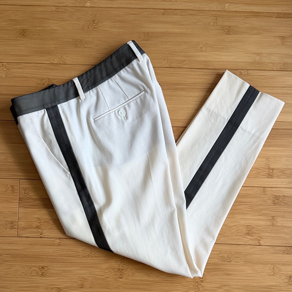 Stylish cream and charcoal crop pants